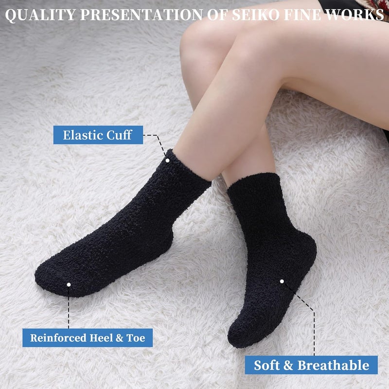 SDBING Fuzzy Socks for Women Soft Fluffy Home Sleeping Socks Cozy Warm Slipper Socks 6 or 5 Pairs - Image 2